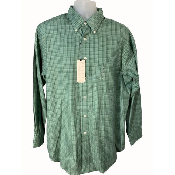 Turnbury Men Green Checkered Long Sleeve Collared ButtonUp Dress Shirt NEW Large - Picture 1 of 7